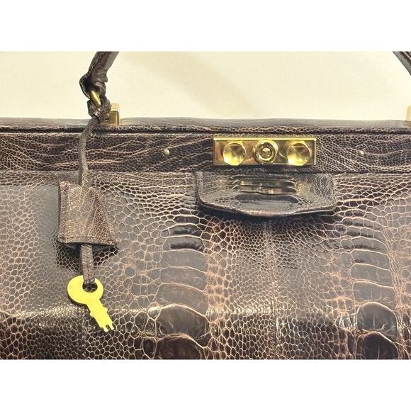 Vintage Luc Benoit Shiny Brown SnakeSkin Top Handle Framed Doctor’s Bag - Picture 4 of 13